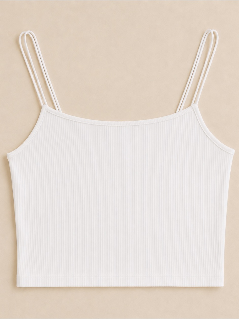 American Eagle Outfitters White Ribbed Double-Strap Cami